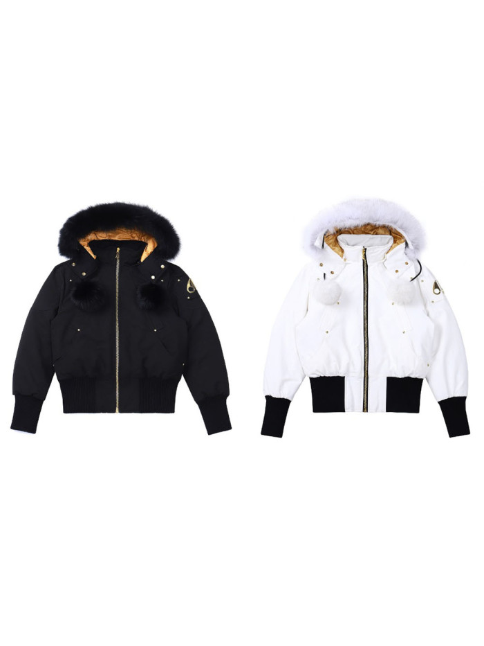 1:1 quality version Gold LOGO standard cold-resistant down jacket with Fur Balls 2 colors