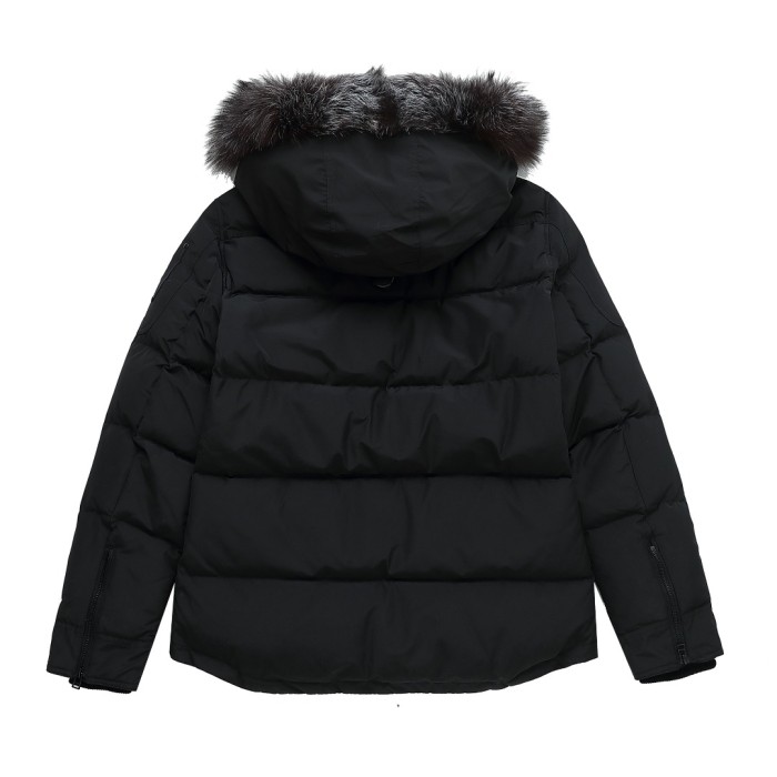 1:1 quality version Black Scissors Logo Sleeve Zipper Design Fur Collar Down Jacket 2 colors