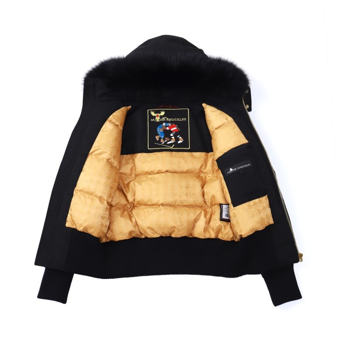 1:1 quality version Gold LOGO standard cold-resistant down jacket with Fur Balls 2 colors