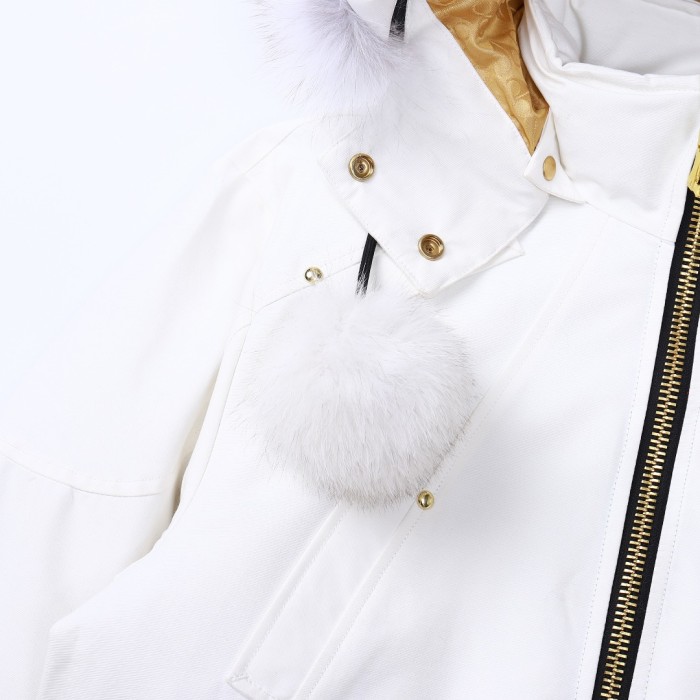 1:1 quality version Gold LOGO standard cold-resistant down jacket with Fur Balls 2 colors