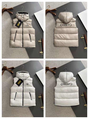 1:1 quality version Co-branded lettered logo hooded down vest 2 colors with NFC tag