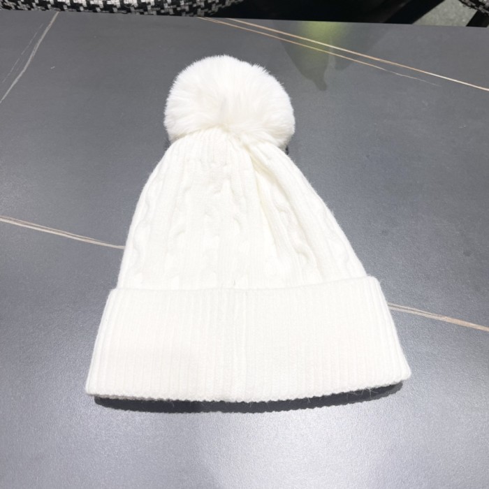 1:1 quality version Twisted knit and fluff ball padded cold beanie 5 colors