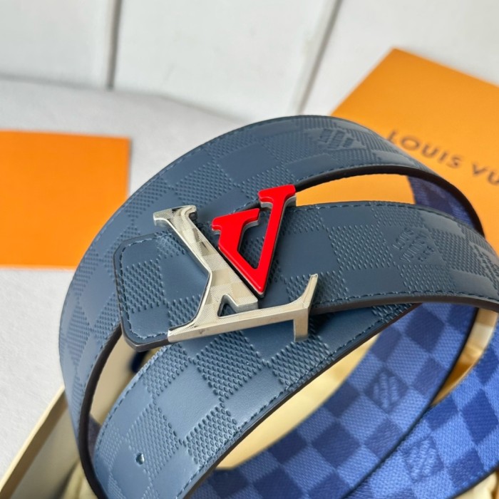  1:1 quality version Colorful Duplex Plaid Monogrammed Buckle Reversible Belt 6 colors【Width 4cm】