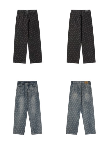 1:1 quality version Alphabet full print washed jeans 2 colors