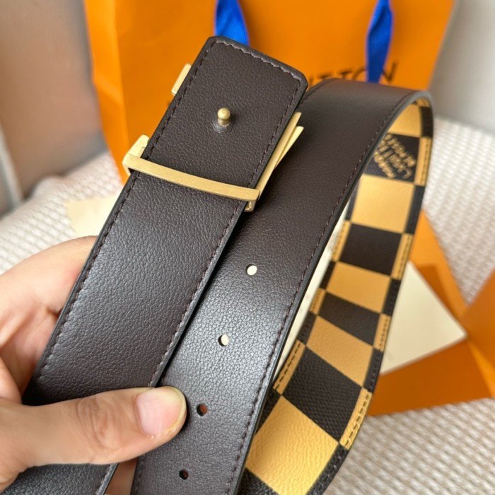  1:1 quality version Large Square Double Layer Letter Buckle Belt 6 colors【Width 4cm】