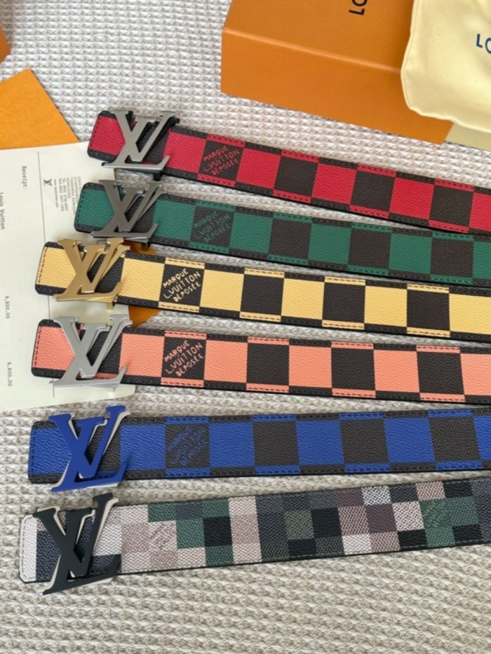  1:1 quality version Large Square Double Layer Letter Buckle Belt 6 colors【Width 4cm】