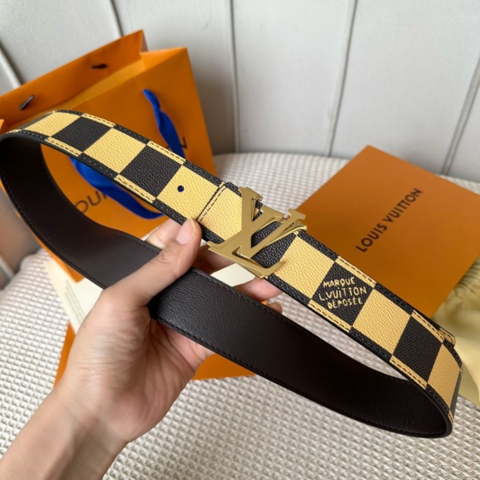  1:1 quality version Large Square Double Layer Letter Buckle Belt 6 colors【Width 4cm】