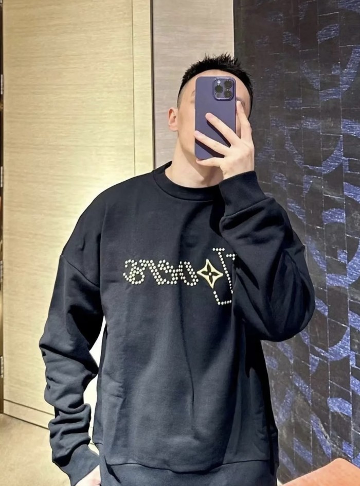 1:1 quality version Studded embroidered logo Sweatshirt