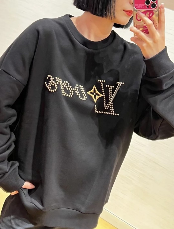 1:1 quality version Studded embroidered logo Sweatshirt