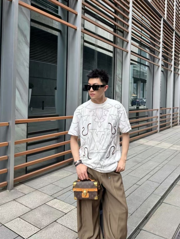 1:1 quality version Chest Big logo embroidered cotton tee