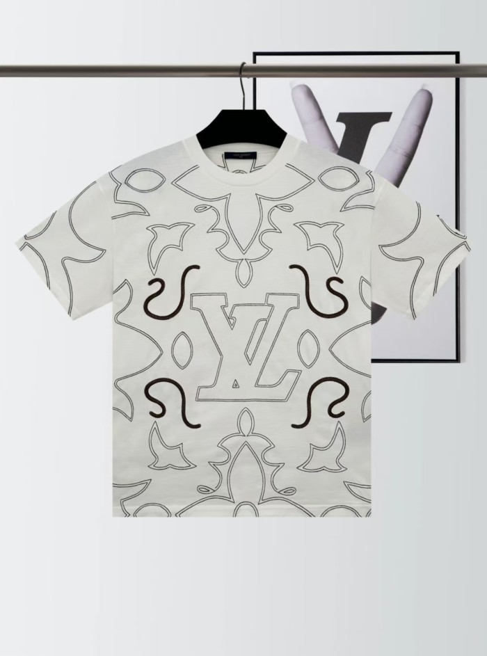 1:1 quality version Chest Big logo embroidered cotton tee