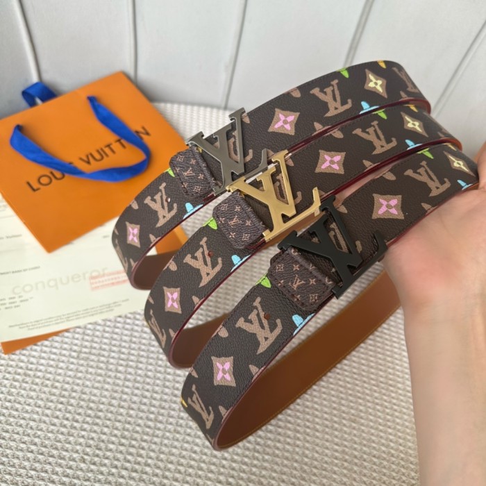  1:1 quality version Full-printed colorful logo metal buckle belt 6 colors【Width 4 cm】