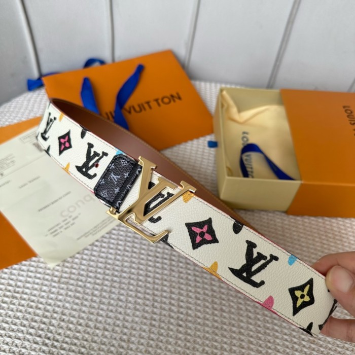 1:1 quality version Full-printed colorful logo metal buckle belt 6 colors【Width 4 cm】