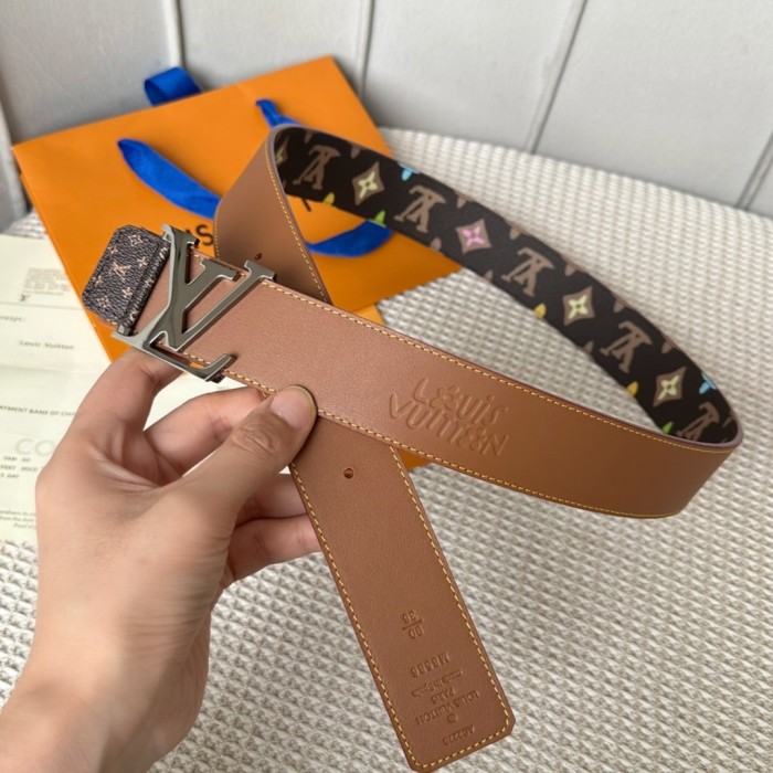  1:1 quality version Full-printed colorful logo metal buckle belt 6 colors【Width 4 cm】
