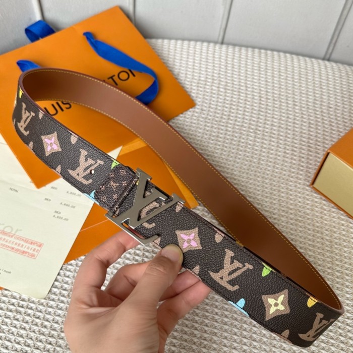  1:1 quality version Full-printed colorful logo metal buckle belt 6 colors【Width 4 cm】