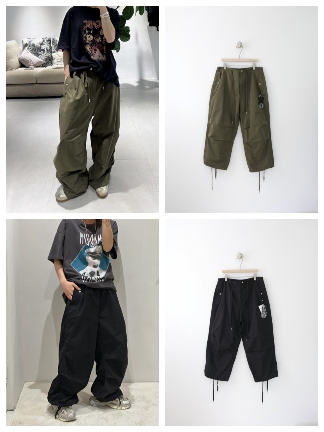 925 silver buckle paratrooper cargo wide-leg pants 2 colors