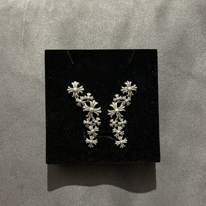 Punk Style 8 Crossed Flower Silver Stud Earrings set