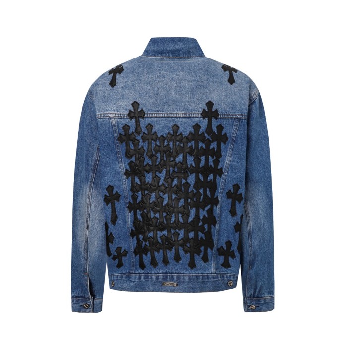 Heavy duty veneer pop-up cross denim jacket