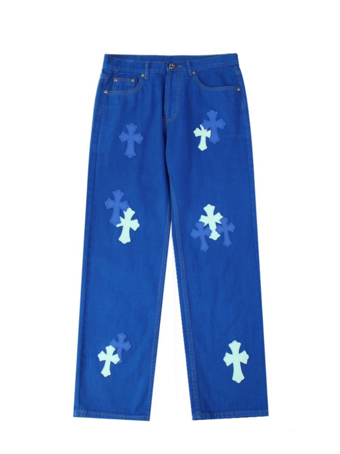 Dopamine Blue Patchwork Jeans