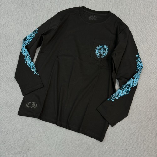 1:1 quality version Blue horseshoe flower arm long sleeve T-shirt