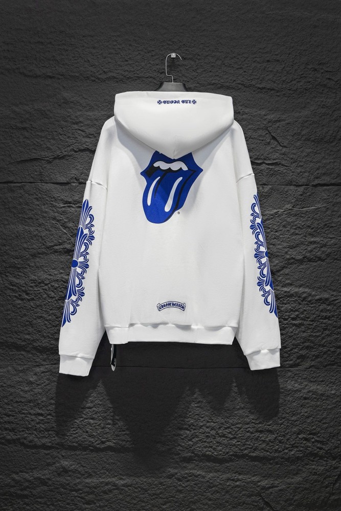  Back blue big tongue flower arms printed hoodie