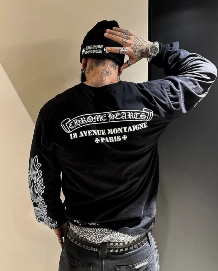 1:1 quality version Paris Limited Letter Flower Arm Long Sleeve T-Shirt