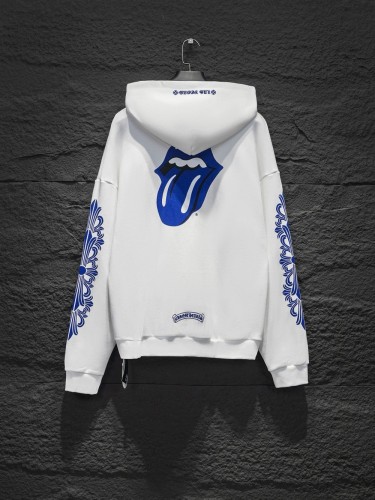 [Buy One Get One Free]Back blue big tongue flower arms printed hoodie