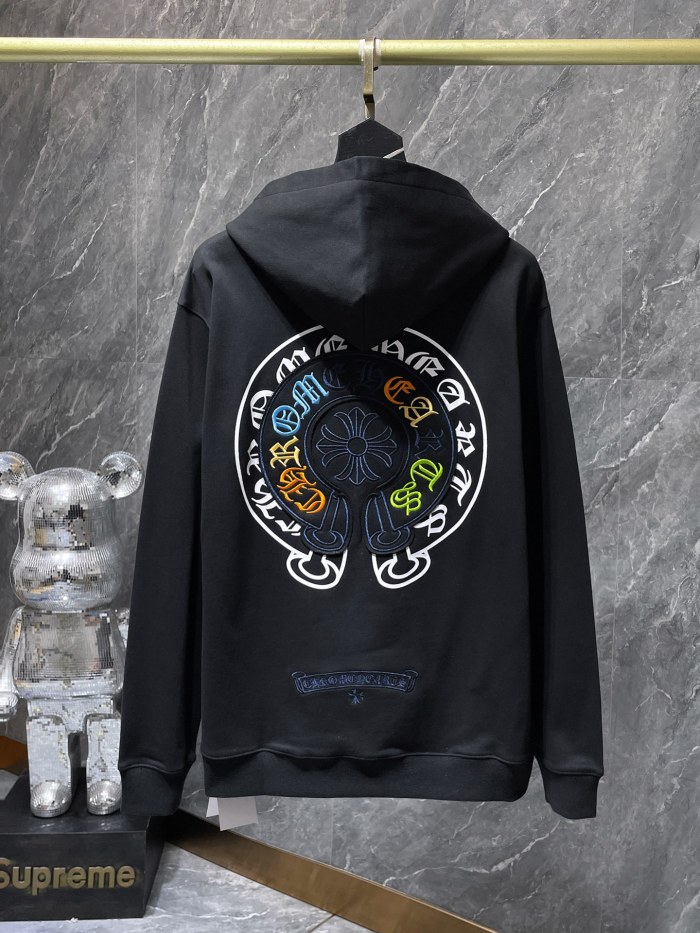  Colorful Alphabet Horseshoe Patch Embroidered Hoodie 2 colors