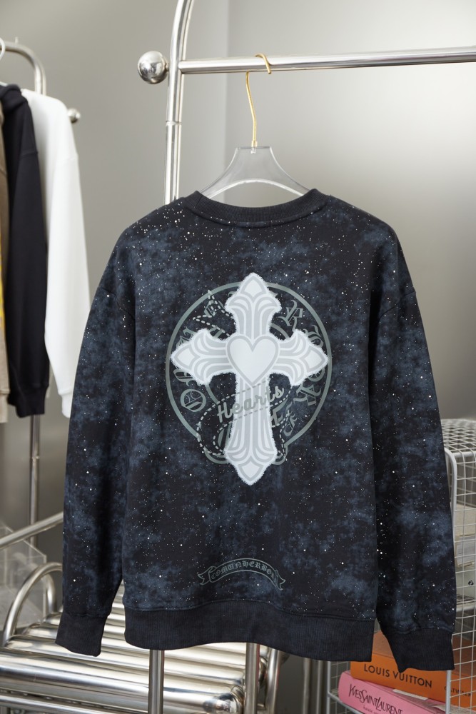 Cross Heart Horseshoe Tie-Dye Diamond-studded Sweatshirt 3 colors