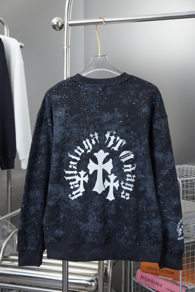 Tie-Dye Gothic Alphabet Cross Printed Crew Neck Sweatshirt 3 colors