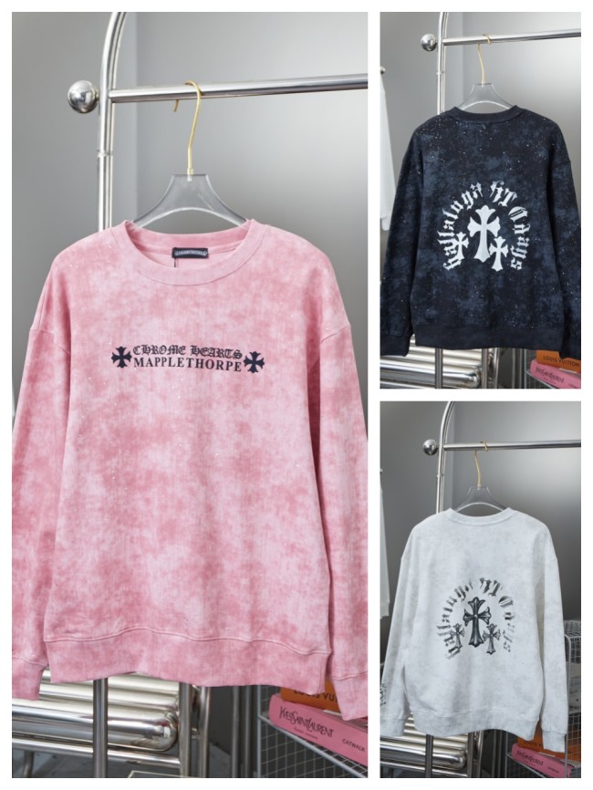 Tie-Dye Gothic Alphabet Cross Printed Crew Neck Sweatshirt 3 colors