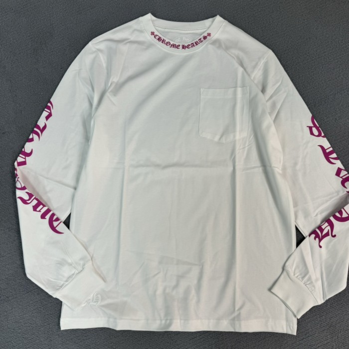 1:1 quality version Rose Sanskrit Letters Printed on Neck Arm Sleeve Long Sleeve T-Shirt