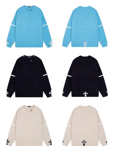 Wide Neck Leather Cross Knit Sweater 3 colors