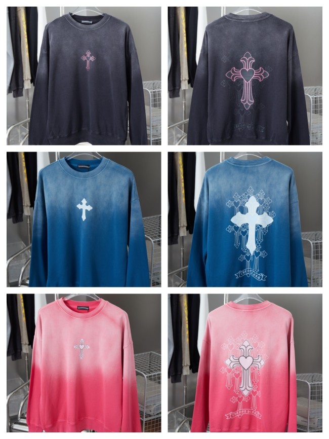 Gradient Heart Cross Cluster Print Crew Neck Sweatshirt 3 colors
