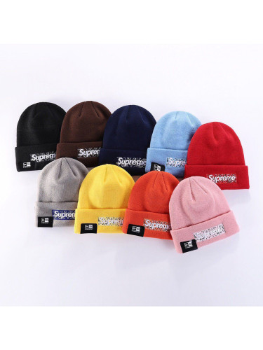 Big Label Cashew Flower Embroidered Warm Knit Cold Beanie 8 colors