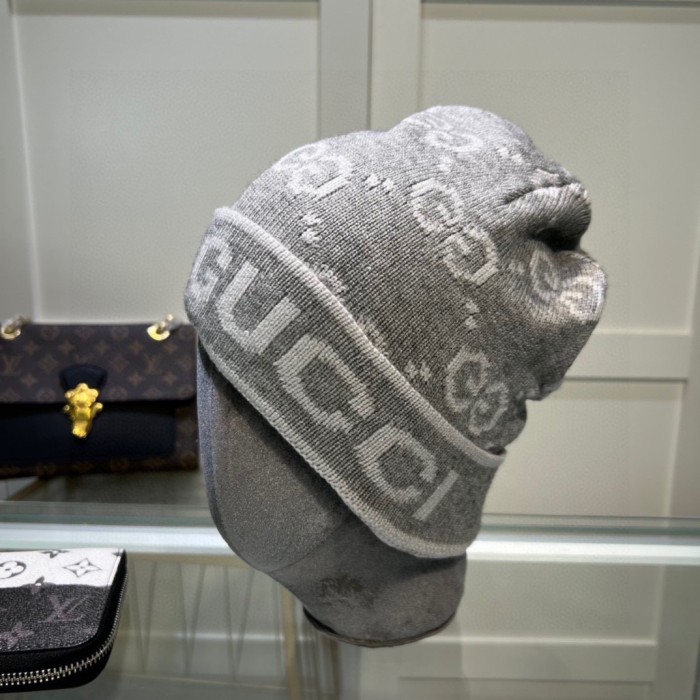 1:1 quality version Striped Colorblock Cashmere Knit Cold Beanie 4 colors