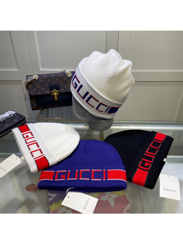 1:1 quality version Two Color Letter Jacquard Warm Knit Beanie 4 colors