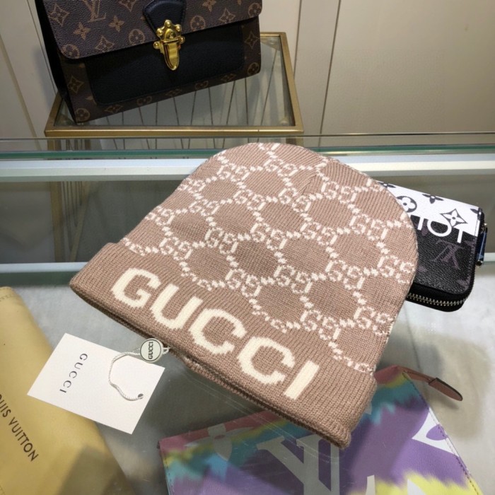 1:1 quality version Letter G Jacquard Wool Blend Knit Beanie 5 colors