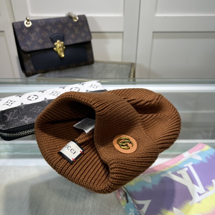 1:1 quality version Double G Logo Wool and Cashmere Knit Beanie 4 colors