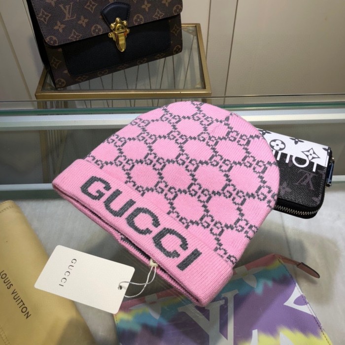 1:1 quality version Letter G Jacquard Wool Blend Knit Beanie 5 colors