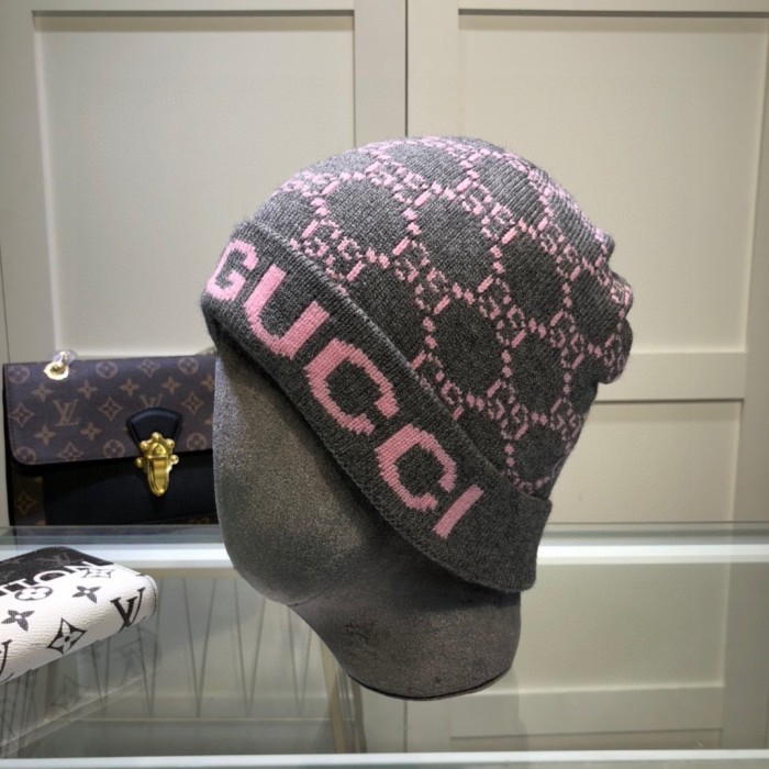 1:1 quality version Letter G Jacquard Wool Blend Knit Beanie 5 colors