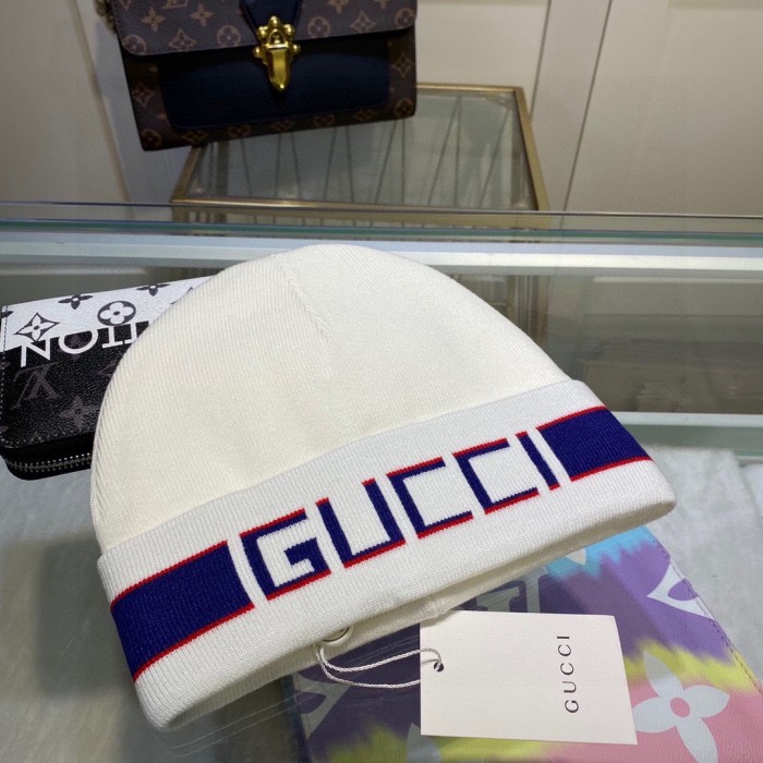 1:1 quality version Two Color Letter Jacquard Warm Knit Beanie 4 colors