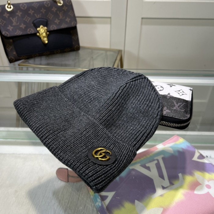 1:1 quality version Double G Logo Wool and Cashmere Knit Beanie 4 colors