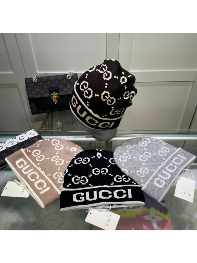 1:1 quality version Striped Colorblock Cashmere Knit Cold Beanie 4 colors