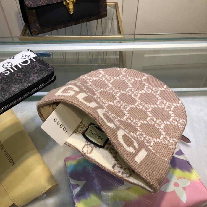 1:1 quality version Letter G Jacquard Wool Blend Knit Beanie 5 colors