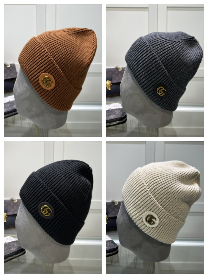 1:1 quality version Double G Logo Wool and Cashmere Knit Beanie 4 colors