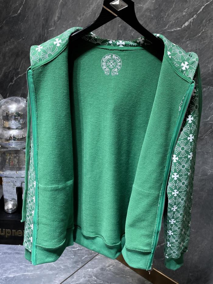  Full Printed Crucifix Flower Arm Sanskrit Letter Zipper Hoodie 3 colors