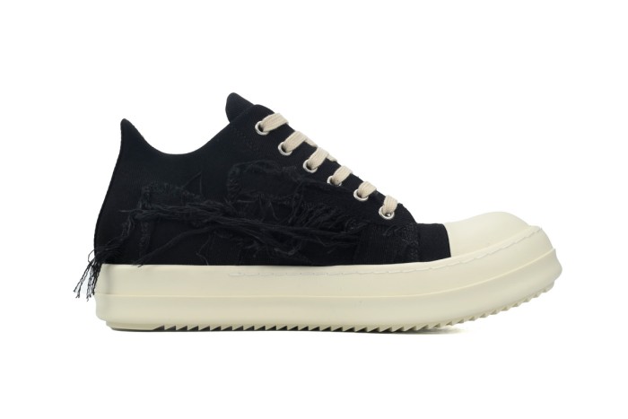 R*ck0wens DRKSHDW Fogachine Slashed Stretch Denim Low Black Milk DU01B7802 SBSLH 911