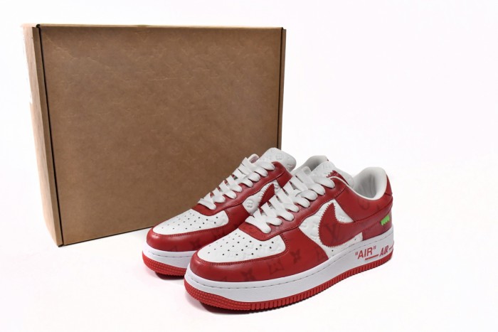 L  x N  Air Force 1 Low By Virgil Abloh White Red