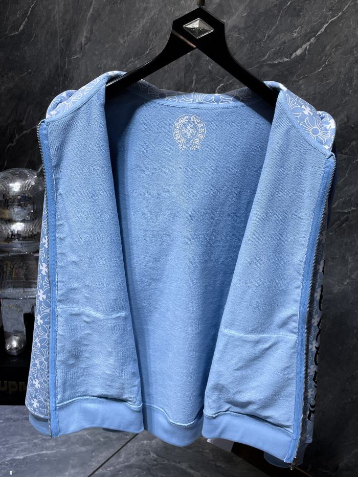  Full Printed Crucifix Flower Arm Sanskrit Letter Zipper Hoodie 3 colors